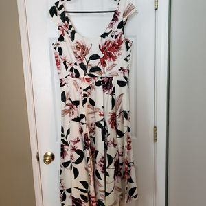 Calvin Klein White Floral Flared Dress Size 12